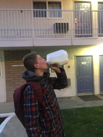 Andy drinking milk Motel 6